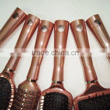 Good Quality Top Selling New Fashion Metallic Rose Golden Color Plastic Hair Brush photo-6