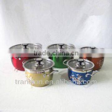 Steel handle printing stainless steel high pots, 10pcs cookware set