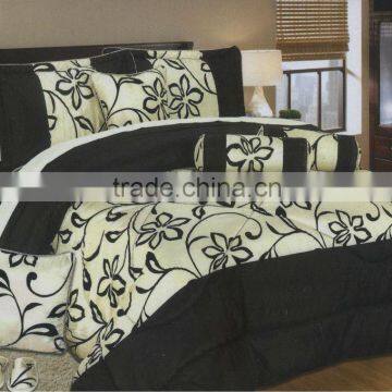 flower pattern flocked polyester duvet comforter set