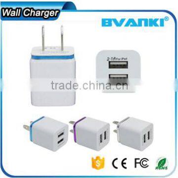 new products 2016 universal 2.1A small fast selling items travel wall charger 2 usb port home charger with Aluminum rim                        
                                                Quality Choice