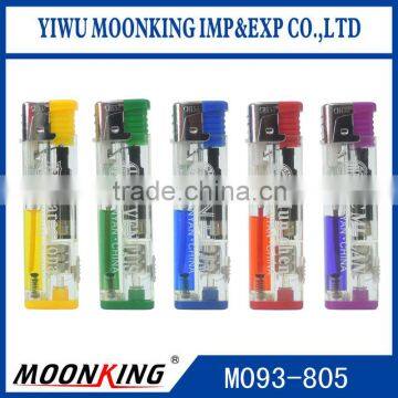 Customized Logo Printing Transparent Windproof Function Electronic Lighter With Led