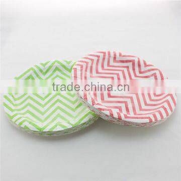 9 Inch Pink&White Striped Round Wedding Party Paper Plates,Paper Dish China Wholesales Quality Choice photo-2