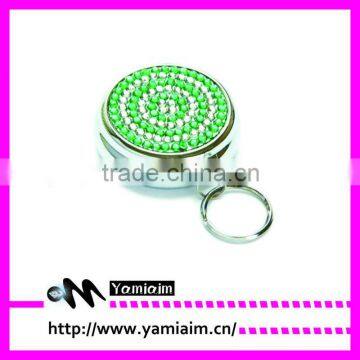 Round Bling Crystal Pill Box Keychain