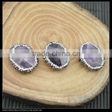 Wholesale LFD-0033B Druzy Amethyst Agate Pave Rhinestone Crystal Connector Beads Jewelry Finding