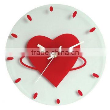 acrylic red heart wall clock