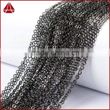 14 Inch Dark Antique Silver Plated Copper Finished Chain Necklace Finding Flat Cable Chain Losbter Clasp photo-4