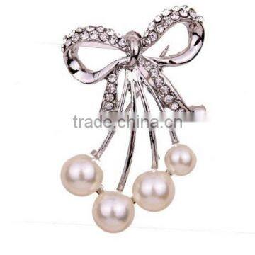 Handmade Butterfly Knot pearl diamond flowers brooch