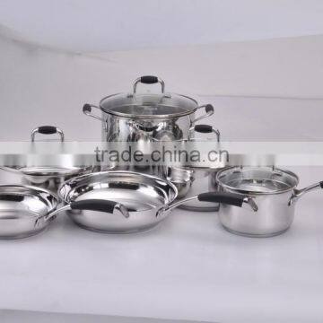 KT-349 10 pcs stainless steel cookware set with silicon handle kitchenware with induction base