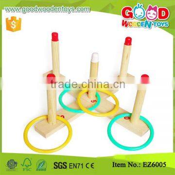 EZ6005 Wooden Colorful Quoits Ring Toss Game for Kids