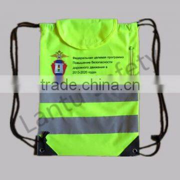 Retangular Reflectiing Safety Drawstring School Bag