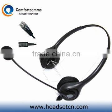 High quality noise-canceling binaural RJ11 call center headset with QD connection HSM-602NPQDRJ