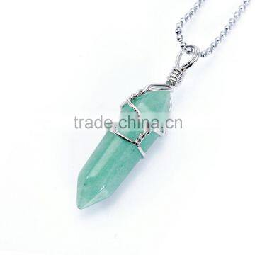 Beautiful 1pcs Green Adventurine Handmade Wirewrap Pendant Charm Necklace Wholesale