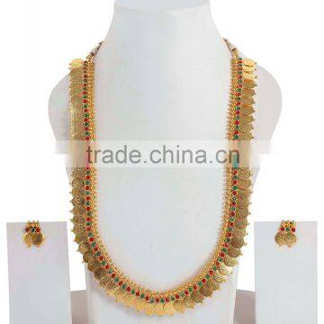 Indian Bollywood Type Gorgeous Ginni Long With Ruby Emerald Stone Necklace Sets