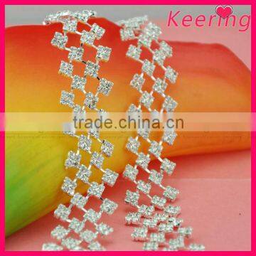 wholesale fancy rhinestone glass crystal cup chain trimming for weeding dress WRC-248