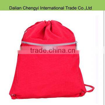 Plain waterproof drawstring shoe bag with zipper pocket