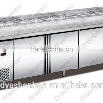 four doors stainless steel pizza refrigerator