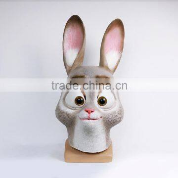 hot sale movie cosplay latex mask Zootopia Judy Hopps Halloween full head mask Costume Prop Accessories