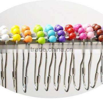 Plastic Beads Bathroom Shower Curtain Hooks, Footprints Shaped Roller Shower Curtain Roller Rings/curtain Hooks With 5 Acryl Bal photo-3