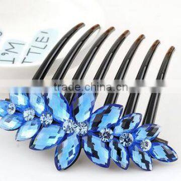 Leaf acrylic comb plastic hair clips for girl wholesale hair acessories