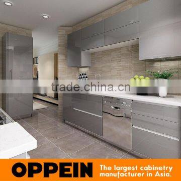 2016 Oppein New Design Grey Acrylic Finish Kitchen Cabinet