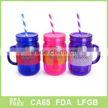 24 oz plastic mason jar with straw