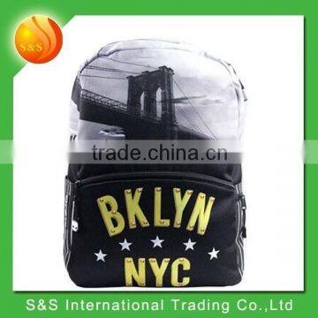 2015 American fshionable stytle Brooklyn Bridge nylon wholesale backpack for hiking and laptop