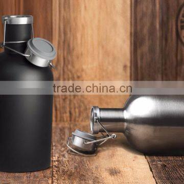 Black Painted Stainless Steel Beer Growler 64 oz ,2L Beer Bottle photo-2
