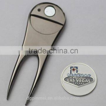 G03 metal zinc alloy golf divot tools custom ball markers in silver color