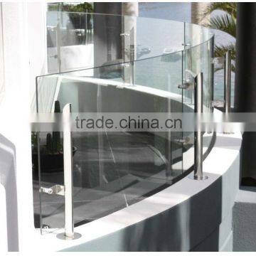 BS & EN curved tempered glass deck railing