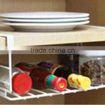 Kitchen cabinet organizer metal wire storage basket , under shelf hanging storage basket