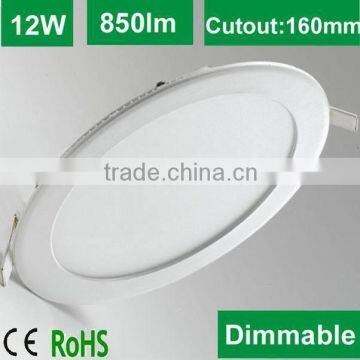 cutout 160mm SAA ROHS dimmable round led panel light 12w with 5 years warranty and free current driver