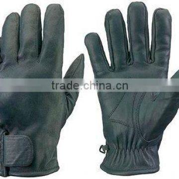 winter black genuine security leather military and police gloves