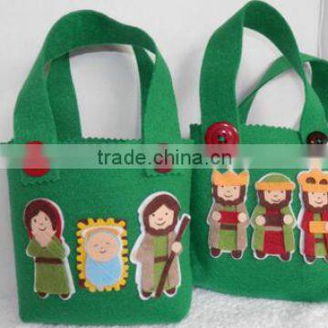 Green Handbag with Baby Imagin Child Felt Handbag for Kids