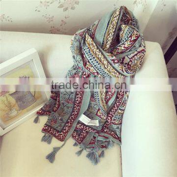 2016 Spring Bohemian Style Fashoin Voile Scarf Big Shawl Long Style With Tassel photo-2