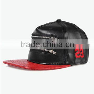5-panel Black Fashion Snapback Cap With Metal Zipper photo-3