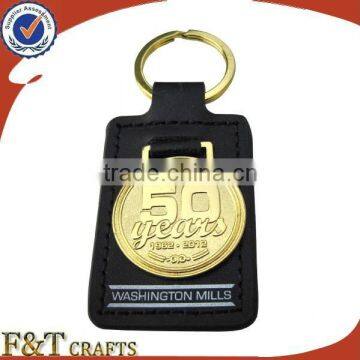 fashion metal leather die cut coach keychain