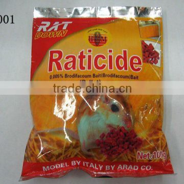 disposable pesticide 50g or 100g 2016 hot sale mouse and rat poison (100g/bag)