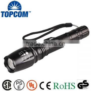 Most Powerful Fluorescence Switch LED Flashlight XML-T6 Zoomable Most Powerful LED Flashlight