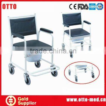 Steel commode chair with castors