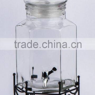 Glass juice dispenser with metal rack(CCP798ST)