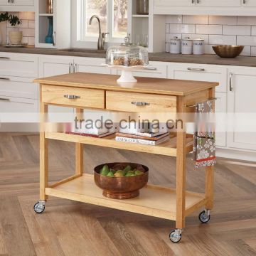 pine wood Kitchen island with two Drawer