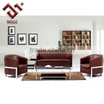 Dark coffee steel modern leather sofa