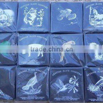 Factory Wholesale black slate coaster set slate dinnerware slate coaster&plate