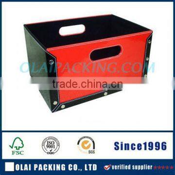 practical large capacity square leather box for hamper top sale