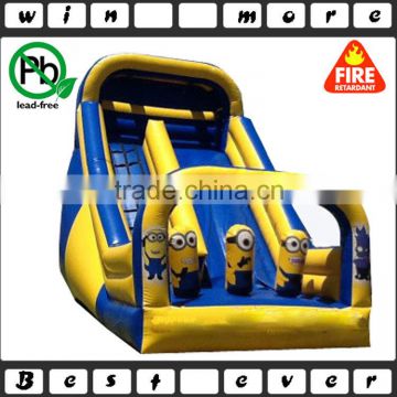 commercial 0.55mm PVC tarpaulin inflatable minions slide for kids