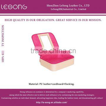 2015 New Design Women Leather Cosmetic Case With Mirror
