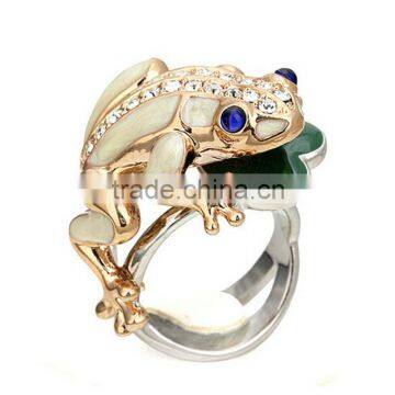 High Quality 18k Gold GP Austrian Crystal Frog Big Rings For Women And Man