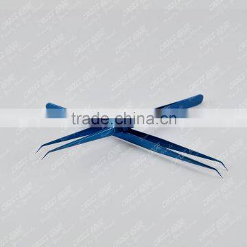 45 Degree Angle Curved Tip Tweezer Eyelash Extension Tweezer In Blue Plasma Color Coating