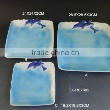 classical dolphin hand painted dinnerware plates