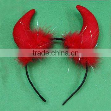 New Plastic&Cloth Decorative Red Feather Oxhorn HeadBand